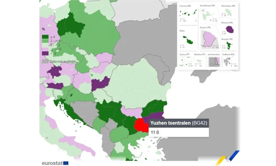 Показателно: Регионите с най-голям ръст и с най-драстичен спад на БВП в целия ЕС за 2024 г. са в България - Tribune.bg